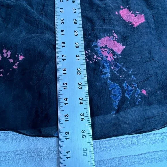 Raquel Allegra Black Pink Tie Dye Silk Midi Skirt Size Small Pull-On Styling